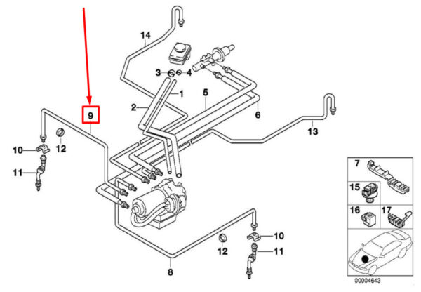 34326755514 - BMW 3 Compact E36 Front Brake Pipe 6755514 34326755514 NEW GENUINE