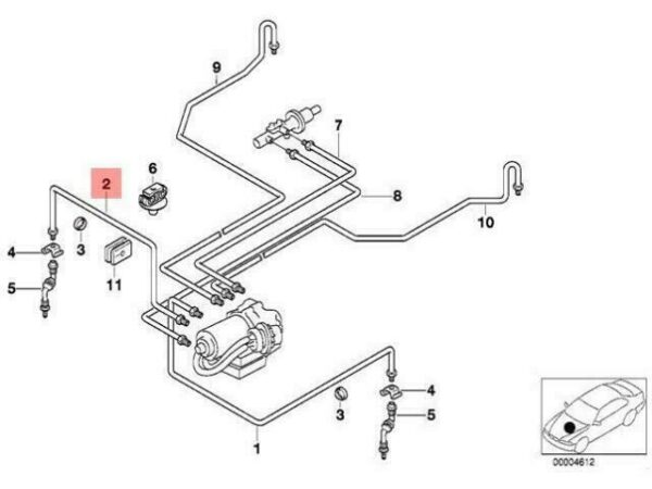34326755664 - OEM BMW E34 E36 Z3 CONVERTIBLE COUPE FRONT ABS BRAKE PIPE 34326755664 GENUINE