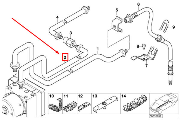 34326755704 - BMW 3 E46 Rear Brake Pipe 6755704 34326755704 NEW GENUINE