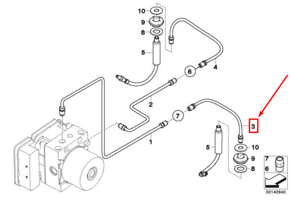34326772494 - BMW 5 E60 rear brake line 6772494 34326772494 NEW ORIGINAL