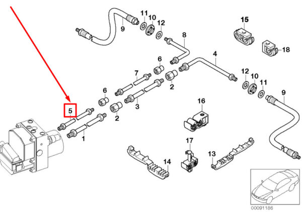 34326772598 - BMW 7 Series E65 pipeline with pressure hose 34326772598 6772598 NEW ORIGINAL