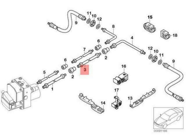 34326772604 - OEM BMW E66 E67 SALOON REAR BRAKE PIPE 34326772604 GENUINE NEW