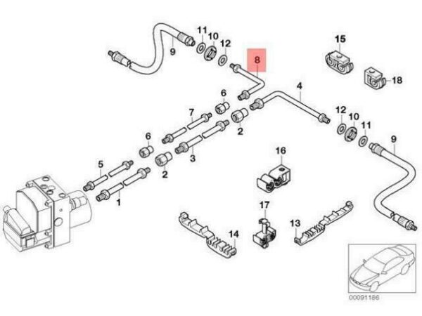34326772610 - OEM BMW E65 E66 E67 SEDAN REAR BRAKE PIPE 34326772610 GENUINE NEW