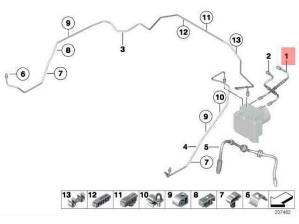34326853592 - OEM BMW E89 ROADSTER FRONT BRAKE PIPELINE 34326853592 GENUINE NEW