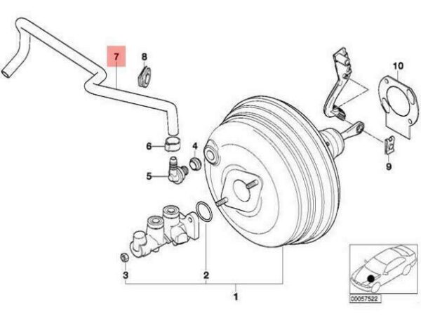 34331166004 - OEM BMW E52 ROADSTER BRAKE SERVO UNIT VACUUM HOSE 34331166004 GENUINE NEW