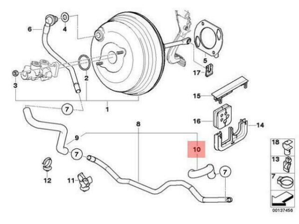34336751607 - OEM BMW E53 SUV BRAKE SERVO UNIT HOSE ELBOW 34336751607 GENUINE NEW
