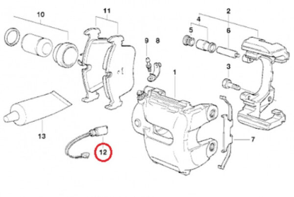 34351165579 - Wear sensor of the front brake lining of the BMW X5 E53 343511655579 NEW