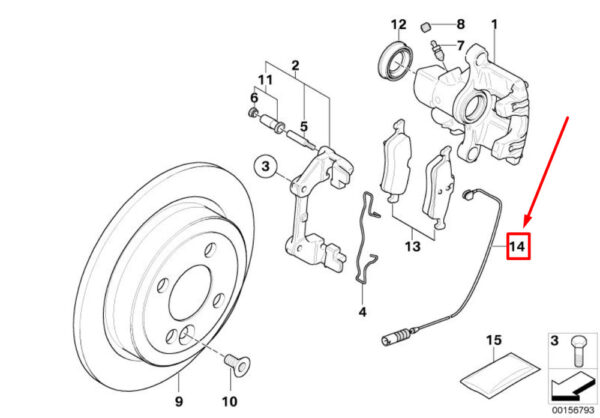 34356761448 - NEW MINI COOPER R50 REAR BRAKE BLOCK SENSOR 34356761448 ORIGINAL