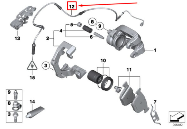 34356775858 - BMW 7 F01, F02 Rear Brake Pad Wear Sensor 34356775858 6775858 NEW GENUINE