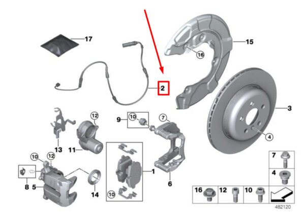 34356880543 - NEW BMW X4 G02, F98 REAR BRAKE LINING SENSOR 6880543 34356880543 ORIGINAL