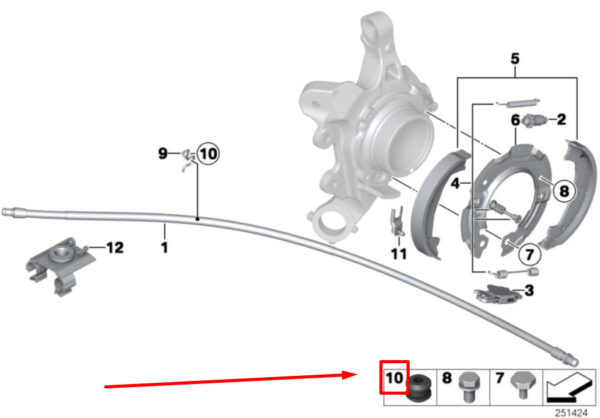 34401165291 - NEW BMW 4 F36 HAND BRAKE BOWDEN CABLE -GROMMET 1165291 34401165291 ORIGINAL
