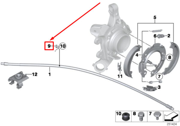 34406797034 - NEW BMW 4 F36 HAND BRAKE BOWDEN CABLE MOUNT 6797034 34406797034 ORIGINAL
