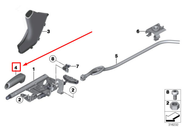 34407849051 - NEW BMW 4 GRAN COUPE F36 HANDBRAKE HANDLE TRIM 34407849051 7849051 ORIGINAL