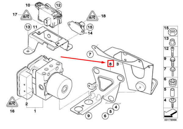 34502282763 - BMW 6 E63 Front Abs Modulator Bracket 34502282763 2282763 NEW GENUINE