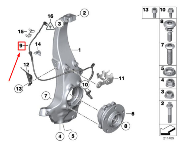 34526784902 - NEW BMW 6 GRAN COUPE F06 FRONT ABS SENSOR 34526784902 6784902 ORIGINAL