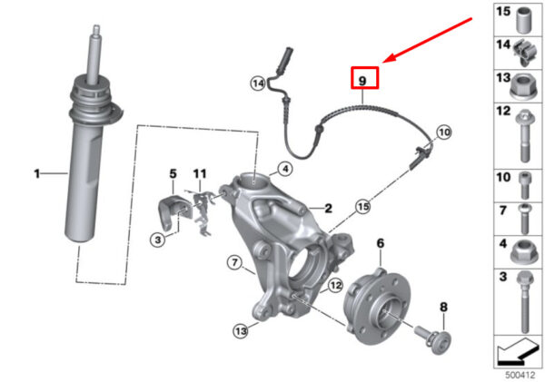 34526850767 - NEW MINI COUNTRYMAN F60 FRONT WHEEL SPEED SENSOR 34526850767 6850767 ORIGINAL