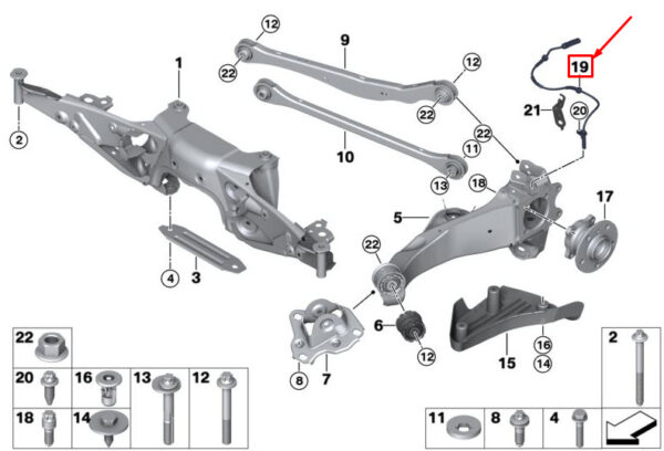 34526858467 - NEW MINI COOPER F56 REAR SPEED ABS SENSOR 34526858467 6858467 GENUINE