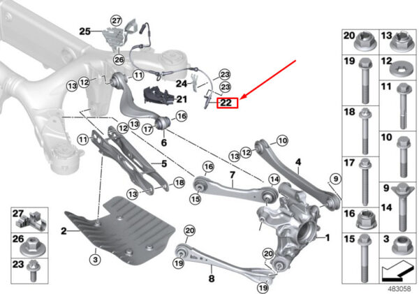 34526866915 - BMW 5 Touring G31 rear-wheel speed sensor 34526866915 NEW ORIGINAL