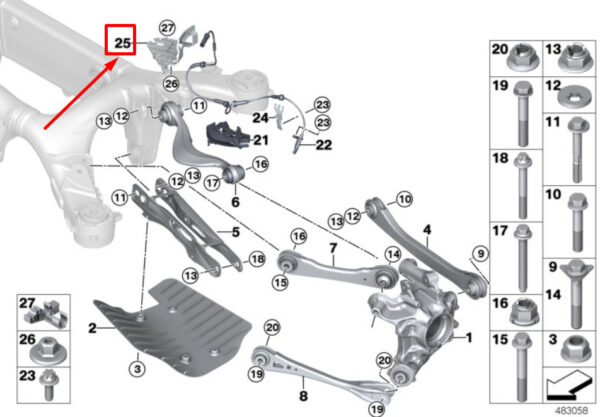 34526869996 - NEW BMW 5 G30 REAR AXLE RIGHT BRACKET 34526869996 6869996 ORIGINAL