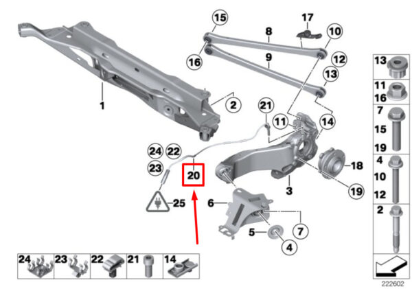 34529808194 - NEW MINI-LANDSMANN R60 REAR WHEEL SPEED SENSOR 9808194 34529808194