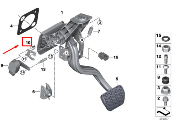 35006861781 - NEW BMW X3 G01 BRAKE PEDAL TRAVEL SENSOR HOLDER 35006861781 6861781 ORIGINAL