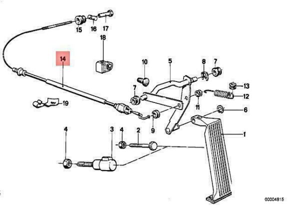 35411154508 - OEM BMW E28 524D 524TD SEDAN ACCELERATOR BOWDEN CABLE 35411154508 GENUINE NEW