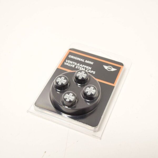 36122182347 - MINI Cooper R57 Wheel Valve Stem Black JACK Caps 4 X 36122182347 NEW GENUINE