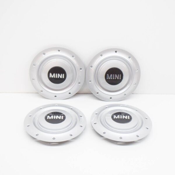 36131512572 - MINI Cooper R50 Wheel Center Hub Caps 4x Silver 16" Set 36131512572 NEW GENUINE