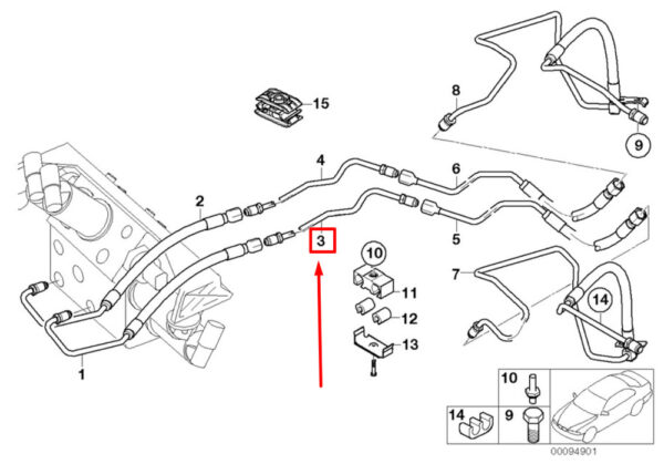 37106780556 - NEW BMW 7 E65, E66, E67 PRESSURE HOSE ASSEMBLY 37106780556 6780556 ORIGINAL