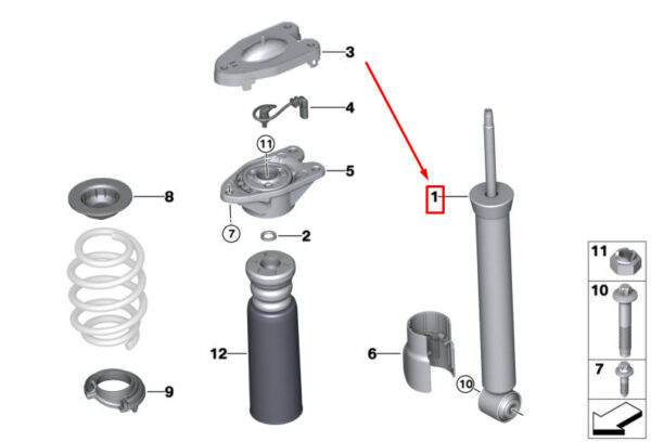 37106861411 - MINI CLUBMAN F54 REAR SHOCK ABSORBER 37106861411 6861411 NEW GENUINE