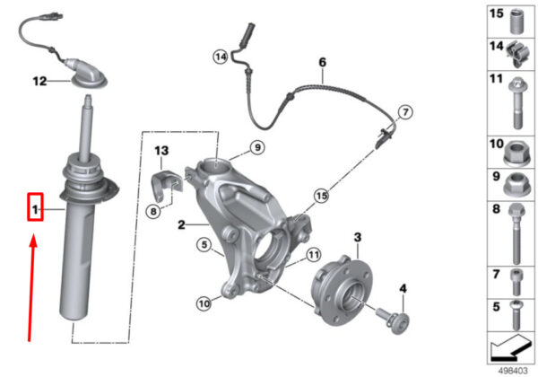 37106875072 - BMW 2 F45 shock absorber front right 6875072 37106875072 NEW ORIGINAL