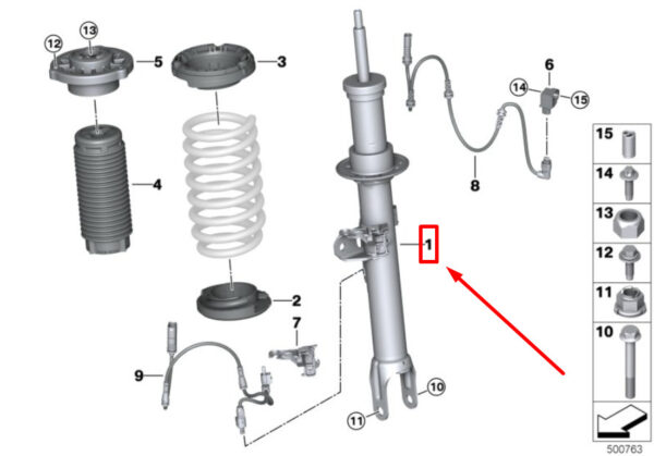 37106878120 - NEW BMW M8 G16 FRONT RIGHT VDC SPRING STRUT 6878120 37106878120 ORIGINAL