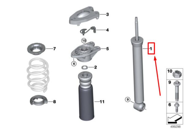 37106884544 - NEW MINI CLUBMAN F54 REAR SHOCK ABSORBER 37106884544 6884544 GENUINE