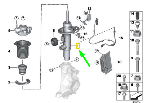 37106895053 - BMW 3 SERIES G20 FRONT LEFT VDC Strut 37106895053 6895053 NEW GENUINE