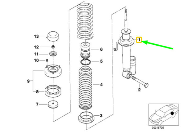37121091412 - BMW 7 E38 Rear Right Spring Strut 37121091412 1091412 NEW GENUINE