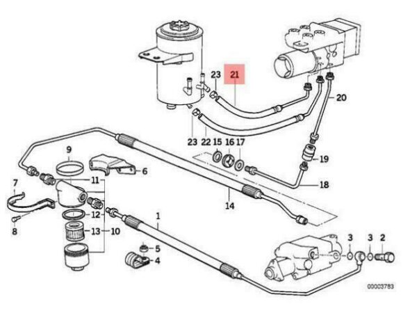 37131159539 - OEM BMW E31 COUPE ASC+T OIL RETURN PIPE 37131159539 GENUINE NEW