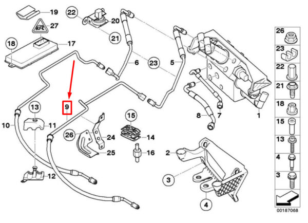 37136765595 - NEW BMW 5 E60 DYNAMIC DRIVE PRESSURE LINE 37136765595 6765595 08-09 ORIGINAL