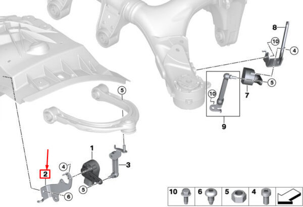 37146870965 - BMW 5 Touring G31 bracket level sensor front left 37146870965 NEW ORIGINAL