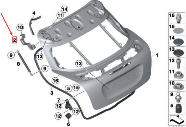 41002759115 - MINI COUPE R58 BOOT LID HINGE REAR LEFT 41002759115 NEW GENUINE