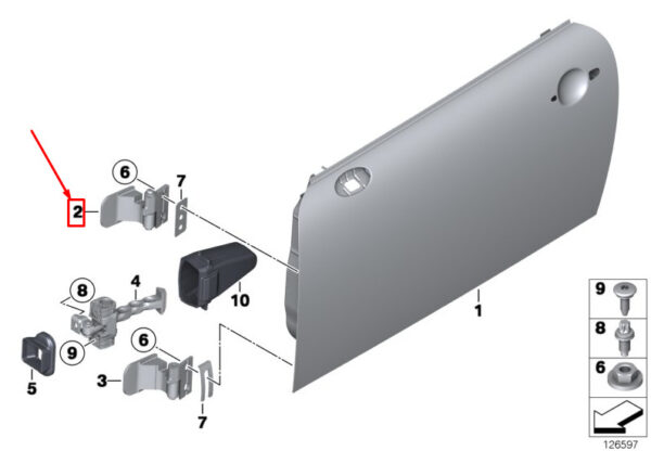 41007040188 - MINI CLUBMAN R55 Front Right Upper Door Hinge 41007040188 7040188 NEW GENUINE