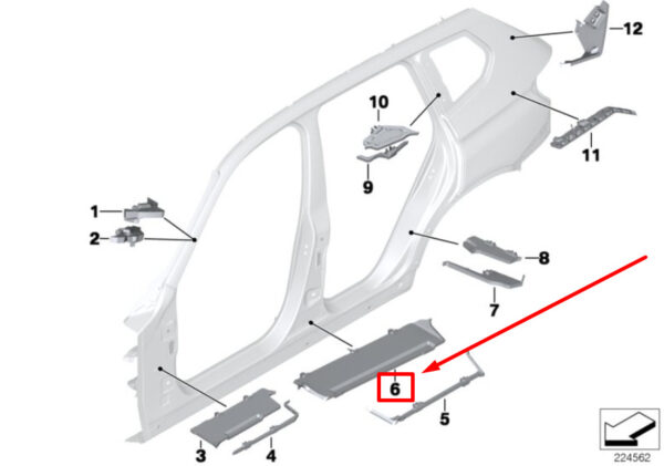 41007206212 - NEW BMW X3 F25 RIGHT INNER COLUMN-B MOLDING 41007206212 7206212 GENUINE