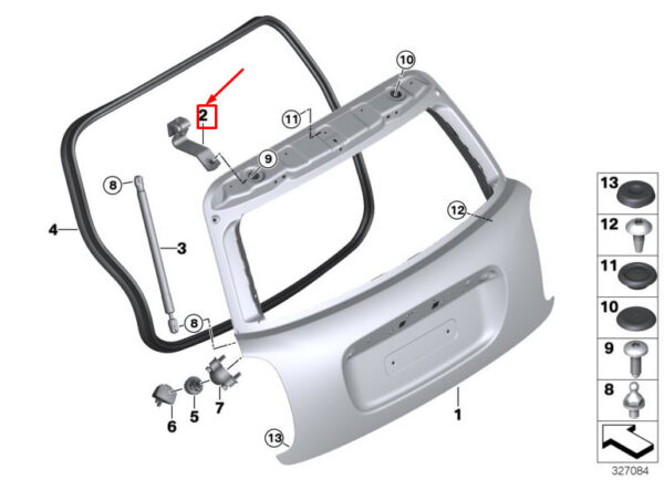 41007320547 - NEW MINI COOPER F55 REAR LEFT TRUNK LID HINGE 41007320547 7320547 ORIGINAL
