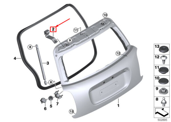 41007320548 - NEW MINI COOPER F55 REAR RIGHT TRUNK LID HINGE 7320548 41007320548 ORIGINAL