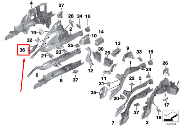 41007347178 - BMW F33, F83 right wheelhouse side part strut 7347178 41007347178 NEW ORIGINAL
