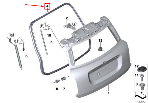 41007389407 - MINI COUNTRYMAN F60 TAILGATE SEAL 7389407 41007389407 NEW GENUINE
