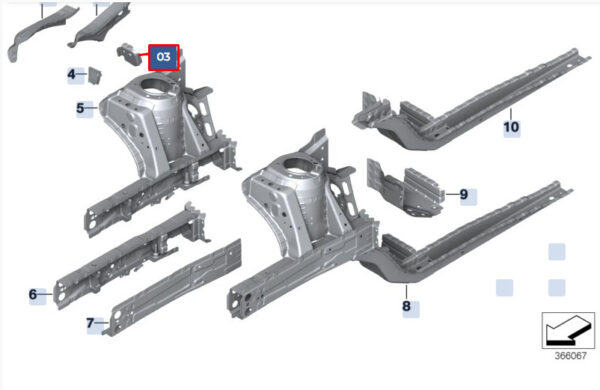 41007408636 - NEW BMW X1 F48 RIGHT BULKHEAD CARRIER SUPPORT 41007408636 7408636 ORIGINAL