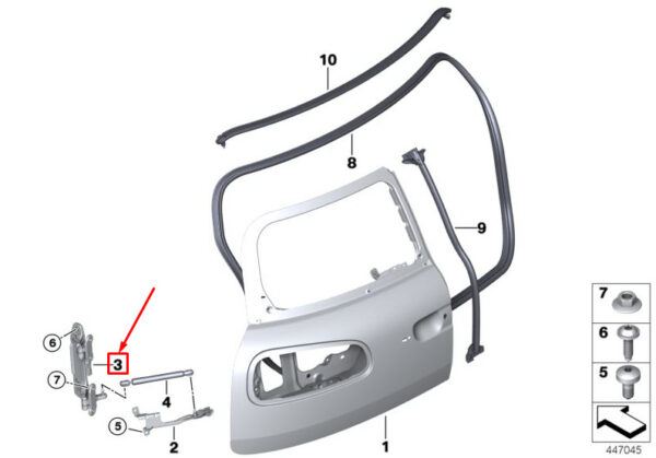 41007411612 - MINI CLUBMAN F54 REAR RIGHT SPLIT DOOR HINGE 41007411612 NEW GENUINE