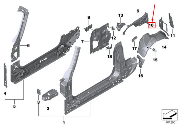 41007431331 - MINI CONVERTIBLE F57 LEFT INNER COLUMN D 41007431331 7431331 NEW GENUINE