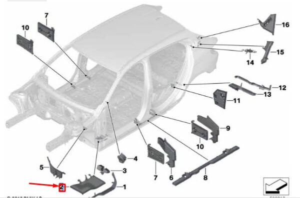 41007434667 - BMW F40 Left Lower Pillar A Molding 41007434667 NEW GENUINE