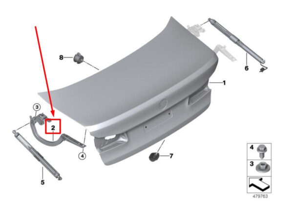 41007440698 - BMW 5 G30 trunk lid hinge right 7440698 41007440698 NEW ORIGINAL